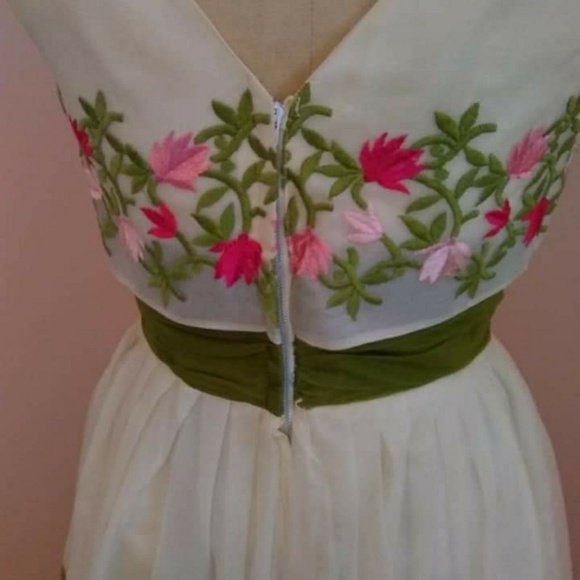 Vintage 1960s Organza Border Print Dress - Picture 8 of 8